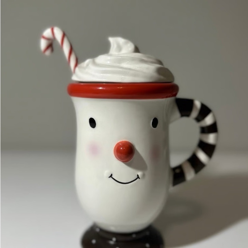 Festive Snowman Mug with Candy Cane Handle